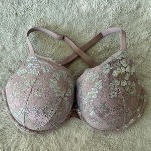 Victoria's Secret 34DD *BODY BY VICTORIA* PUSHUP PERFECT SHAPE BRA Mauve Shimmer